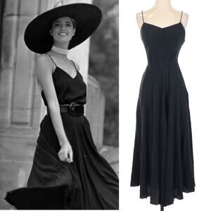 Vintage Ralph Lauren Collection Silk Slip Dress Midi Maxi Sleeveless 80s Runway